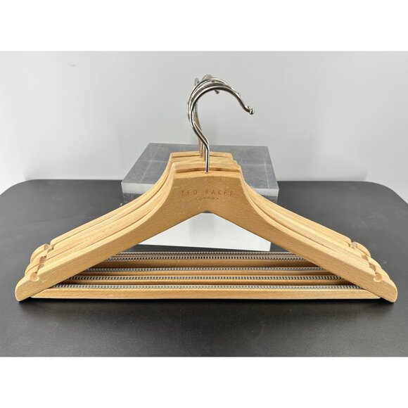 Ted Baker London Set Of 5 High Quality Clothes,Suit Wood Hanger In Light Brown - Picture 5 of 13